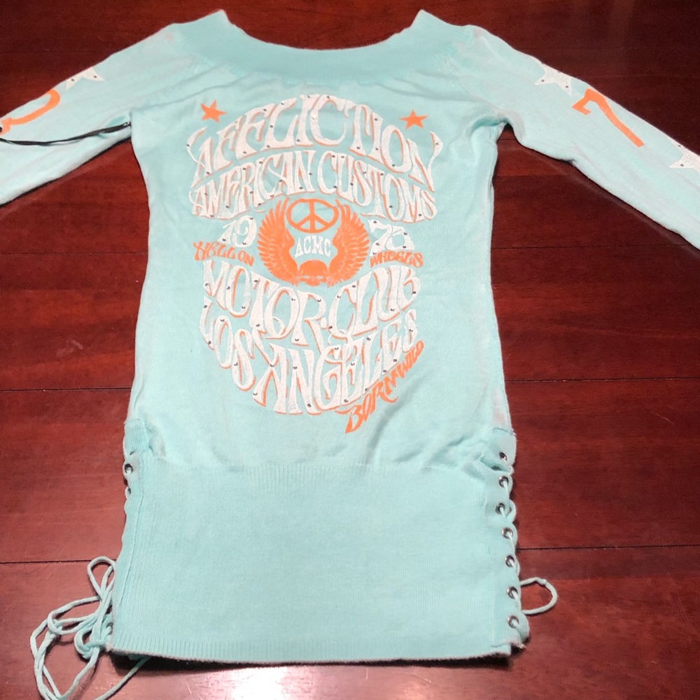 Affliction Black Premium Burnout Sweater Dress NWT